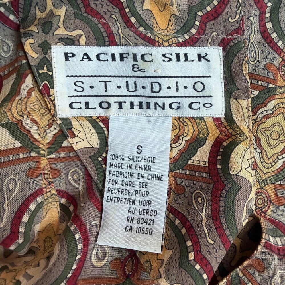 Vintage Pacific Silk Studio 100% Silk Paisley Tunic Top Women's Small - Picture 5 of 12